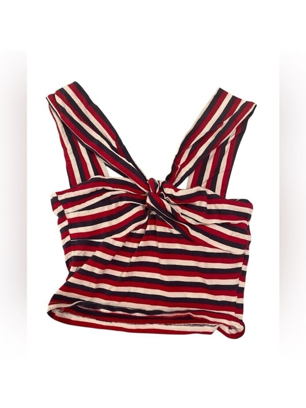 Topshop Women’s Red & Blue Striped Sleeveless Cropped Tank Top Size: 6